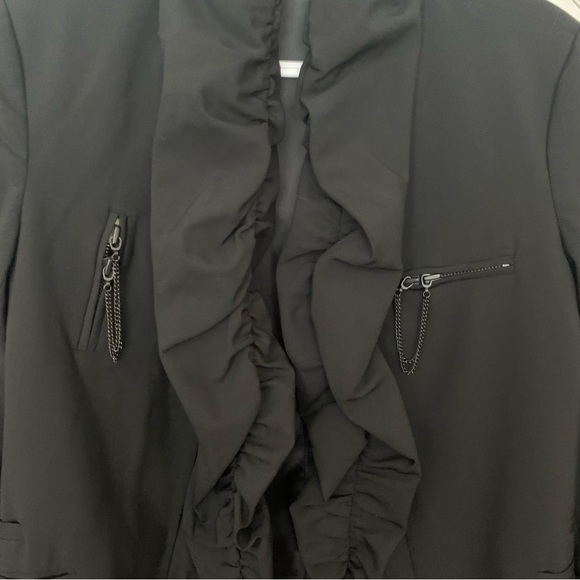 Alice + Olivia Black Ruffle Jacket Blazer, Size Small - Picture 5 of 10